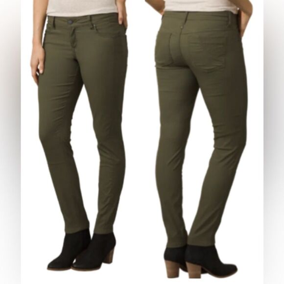 Prana Pants - Prana Jenna Women's Pants Outdoor Cargo Green Mid Rise Slim Skinny Leg (Size10)